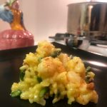 Slim Man Cooks Risotto with Shrimp, Pancetta, and Asparagus